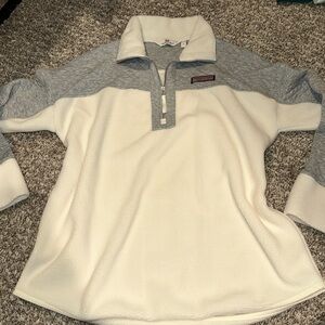 Vineyard vines Half-Zip Fleece Pullover - Cream & Light Gray